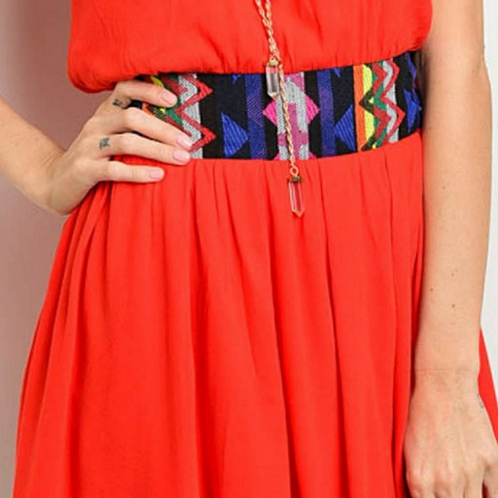 💖Last S SIZE💜BEAUTIFUL BOHO RED DRESS New WOT❤ - Picture 5 of 6